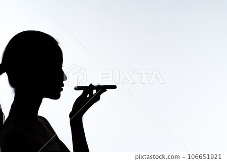 一個女人在智能手機上打字的剪影 106651921