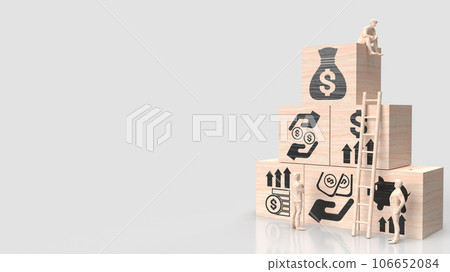 The icon on wood cube for Business concept 3d rendering 106652084