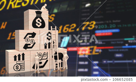 The icon on wood cube for Business concept 3d rendering 106652085