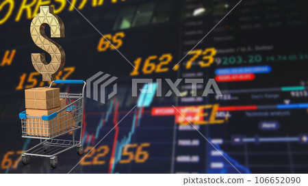 The shopping trolley and dollar symbol 3d rendering 106652090