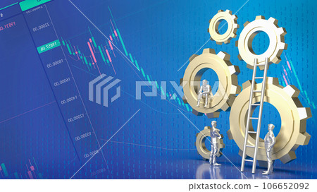 The Business man and gear group 3d rendering 106652092