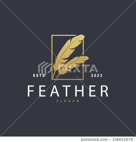 Feather Logo, Animal Wing Design, Vector Icon Template Simple Feather Logo, Animal Wing Design, Vector Icon Template Simple 106652679