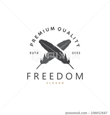 Feather Logo, Animal Wing Design, Vector Icon Template Simple 106652687