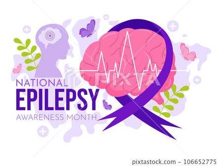 Epilepsy Awareness Month Vector Illustration is Observed Every Year in November with Brain and Mental Health in Flat Cartoon Purple Background 106652775