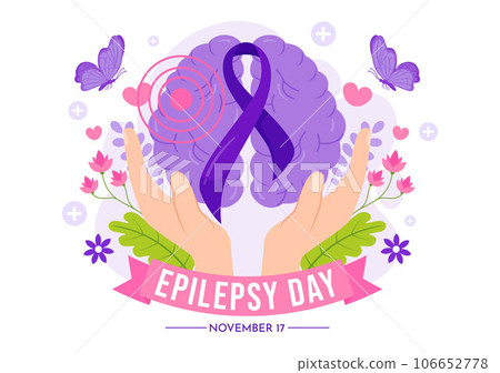 Epilepsy Awareness Month Vector Illustration is Observed Every Year in November with Brain and Mental Health in Flat Cartoon Purple Background 106652778