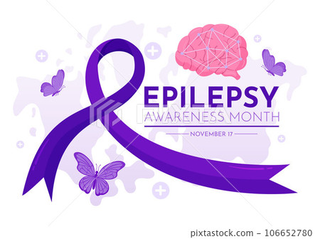 Epilepsy Awareness Month Vector Illustration is Observed Every Year in November with Brain and Mental Health in Flat Cartoon Purple Background 106652780