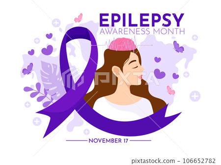 Epilepsy Awareness Month Vector Illustration is Observed Every Year in November with Brain and Mental Health in Flat Cartoon Purple Background 106652782