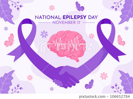 Epilepsy Awareness Month Vector Illustration is Observed Every Year in November with Brain and Mental Health in Flat Cartoon Purple Background 106652784