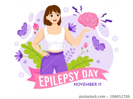 Epilepsy Awareness Month Vector Illustration is Observed Every Year in November with Brain and Mental Health in Flat Cartoon Purple Background 106652786