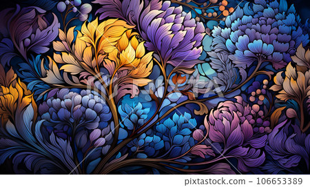 Botanical Serenity: Lush and Vibrant Floral Pattern 106653389