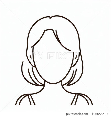Line drawing illustration of a simple woman 106653495