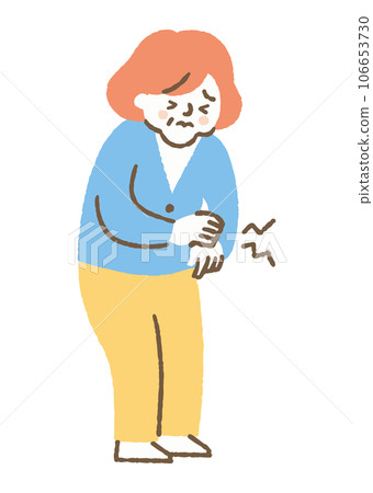 Elderly woman with wrist pain_color 106653730
