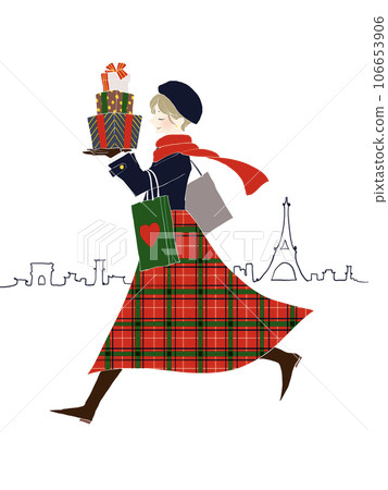 Stylish woman holding a Christmas present Stylish woman holding a Christmas present 106653906