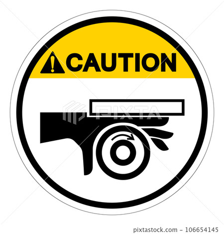 Caution Hand Crush Roller Pinch Point Symbol Sign, Vector Illustration, Isolate On White Background Label .EPS10 Caution Hand Crush Roller Pinch Point Symbol Sign, Vector Illustration, Isolate On White Background Label .EPS10 106654145