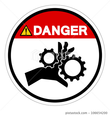 Danger Hand Entanglement Rotating Gears Symbol Sign, Vector Illustration, Isolate On White Background Label .EPS10 106654200