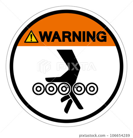 Warning Hand Entanglement Rollers Symbol Sign, Vector Illustration, Isolate On White Background Label .EPS10 106654289