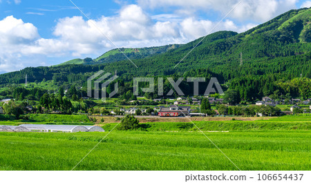 Scenery around the station building and the Sunny [Aso Shimoda Castle Fureai Onsen Station] ``Minami Aso Railway all lines open'' 106654437