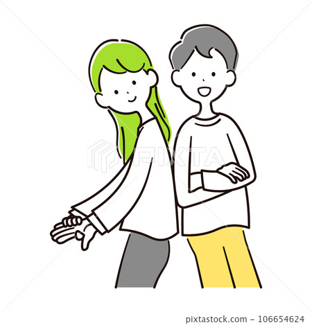 Illustration material of a man and woman cuddling 106654624