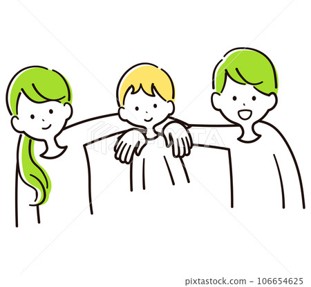 Illustration material of a family arm in arm Illustration material of a family arm in arm 106654625