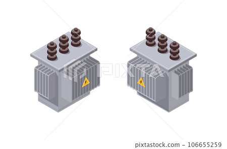 Isometric Transformer. Electric Energy Factory. Vector Illustration 106655259