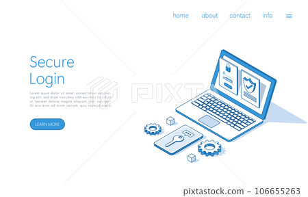Landing page template Secure login and sign up concept illustration. Isometric vector. Landing page template Secure login and sign up concept illustration. Isometric vector. 106655263