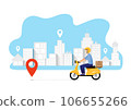 Online delivery express concept with courier parcel order on points. Courier shipping concepts with driver. shopping online concept. illustrator vector 106655266