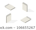 Set isometric notebook with lined paper. Opened sketchpad with blank white sheets of paper. illustrator vector. 106655267