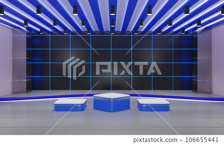 blue podium with spotlight in the blue room.3d rendering. 106655441