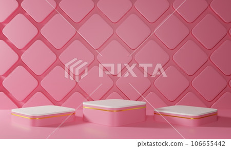 pink showcase with neon light in the pink room.3d rendering. 106655442
