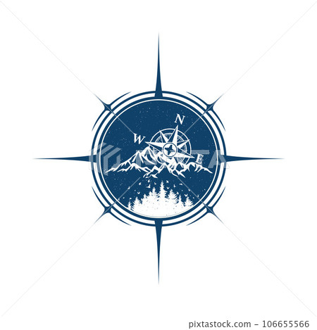 Mountains compass forest symbol 106655566