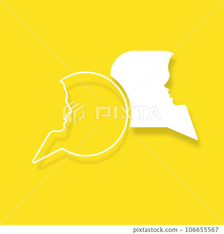 Man and woman white speech bubbles Man and woman white speech bubbles 106655567
