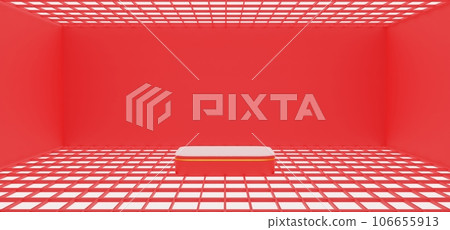 red podium with showcase in the studio room.3d rendering. red podium with showcase in the studio room.3d rendering. 106655913