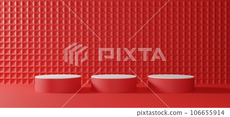 red podium with showcase in the studio room.3d rendering. red podium with showcase in the studio room.3d rendering. 106655914