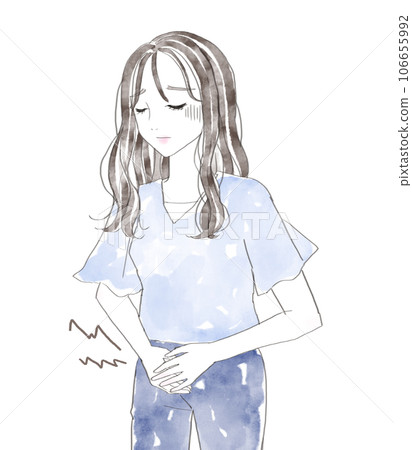 Women suffering from menstrual cramps Women suffering from menstrual cramps 106655992