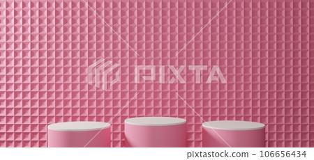 pink showcase with neon light in the pink room.3d rendering. 106656434