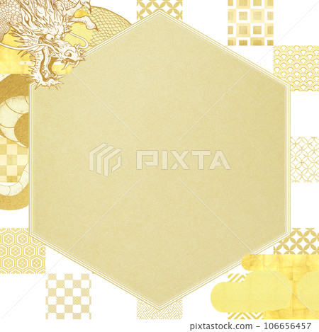 Dragon and gold leaf frame 106656457