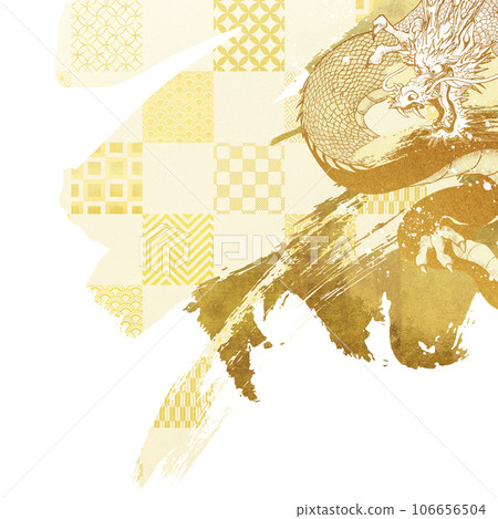 龍和金箔背景 106656504