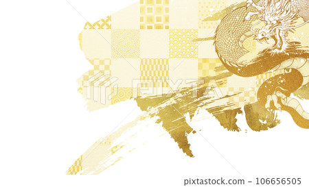 Dragon and gold leaf background Dragon and gold leaf background 106656505