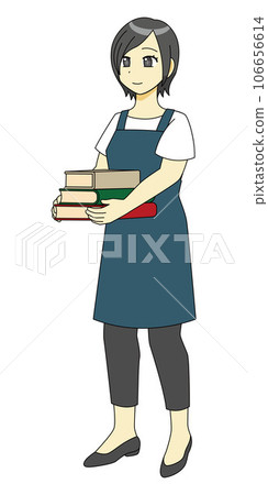 Illustration of a woman carrying a book Illustration of a woman carrying a book 106656614