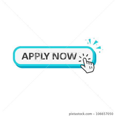 Apply Now! Red Pink 3D button isolated on White background. 106657050