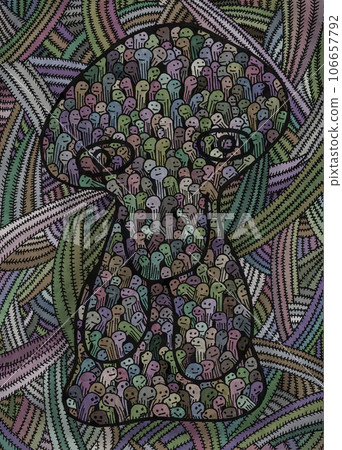 抽象繪畫抽象動物umibōzu生物面對人類背景藝術藝術 106657792