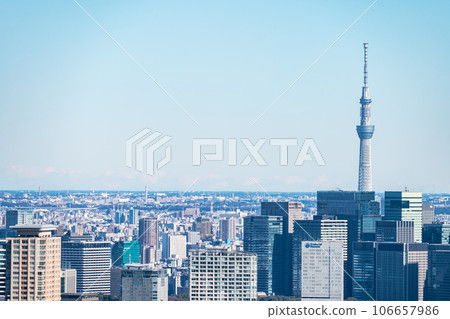 從澀谷天空看到的東京城市景觀 106657986