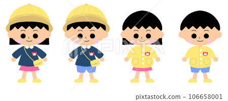 幼兒園風格幼兒園兒童穿著制服和工作服的插圖集 106658001