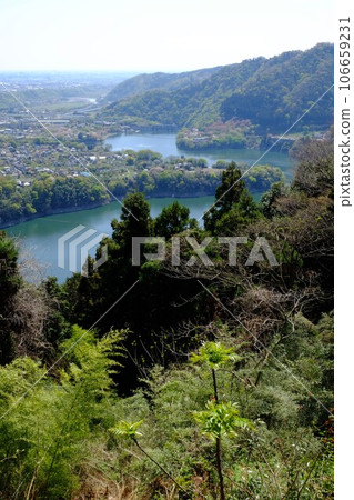 Spring Lake Tsukui overlooking from the mountain [Tsukui, Sagamihara City, April] 106659231