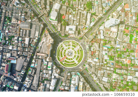 Circle roundabout city junction top view Circle roundabout city junction top view 106659310