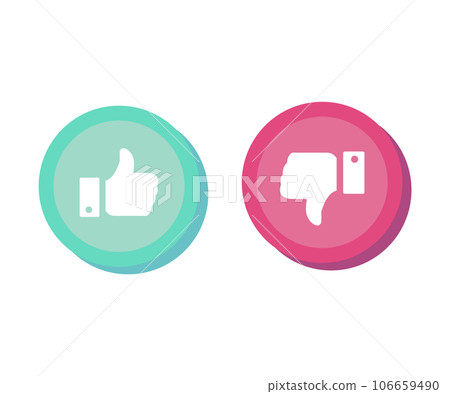 Like and Dislike signs. Green check mark LIKE and red DISLIKE icon on white background Like and Dislike signs. Green check mark LIKE and red DISLIKE icon on white background 106659490
