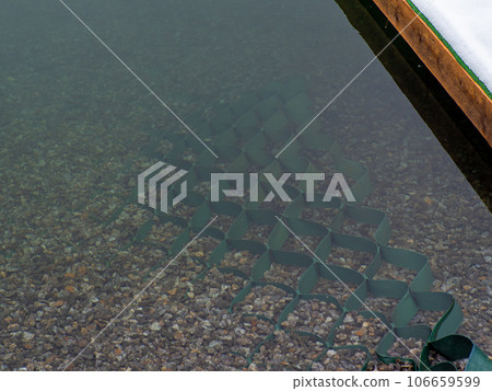 Green polymer geogrid to strengthen the river bank Green polymer geogrid to strengthen the river bank 106659599