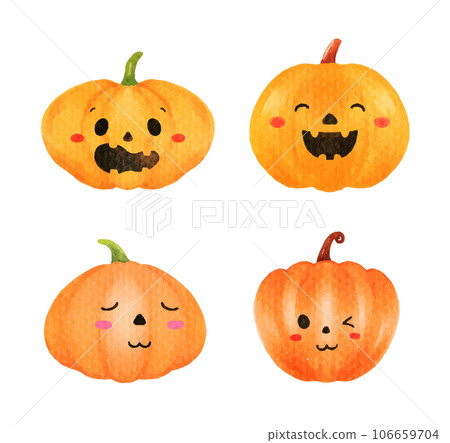 Set of cute Pumpkin Halloween watercolor Set of cute Pumpkin Halloween watercolor 106659704