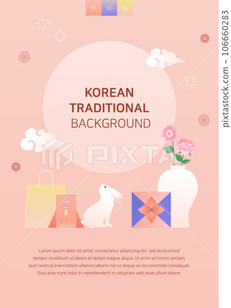 Korean holiday background poster with traditional objects. Korean holiday background poster with traditional objects. 106660283