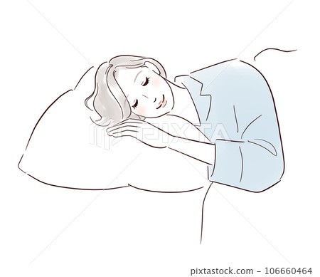 Middle-aged woman sleeping comfortably Middle-aged woman sleeping comfortably 106660464